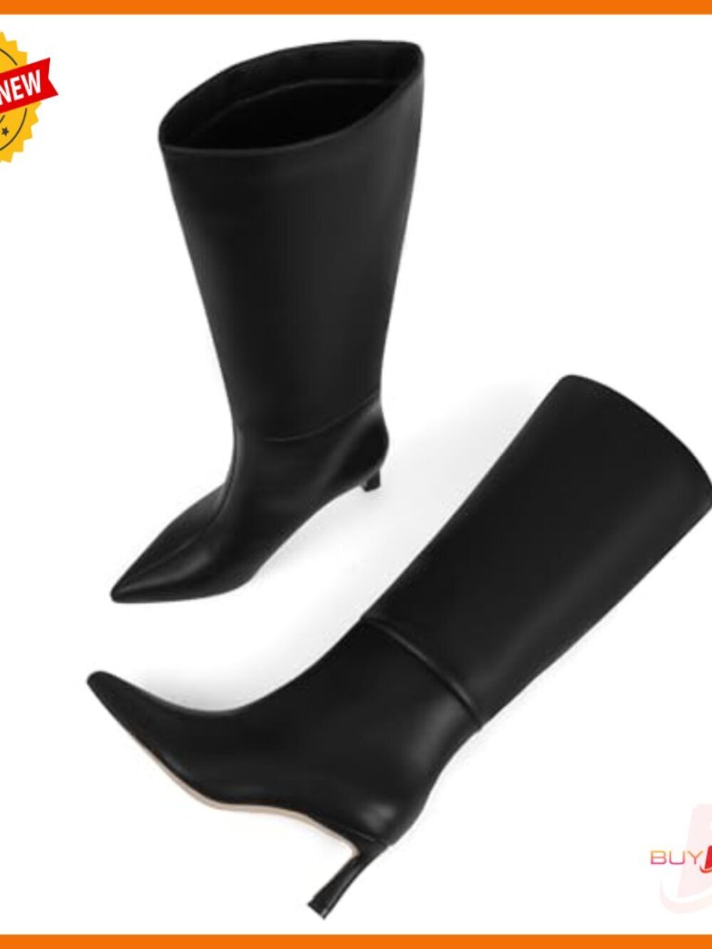 Knee High Boots Wide Calf Kitten Heel Pointed Toe Suede Pull On - Picture 7 of 7
